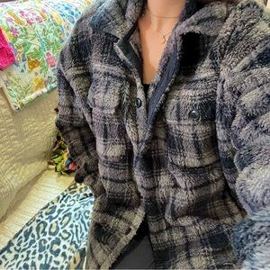 Pacsun Oversized Sherpa Flannel Shacket